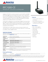 Thumbnail of document Data Sheet - RFC1000-CE Wireless Transceiver